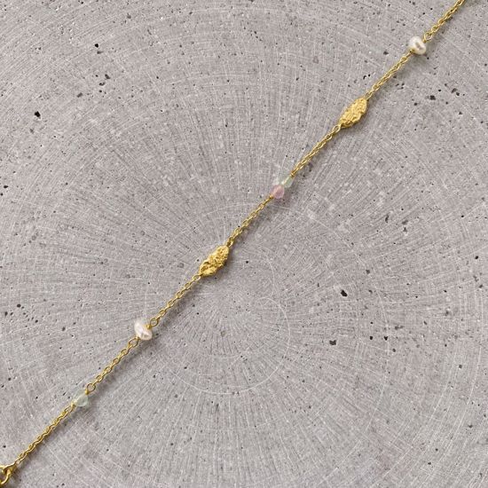 Billede af Seville forgyldt armbånd med ægte sten og perle 20cm - 81027
