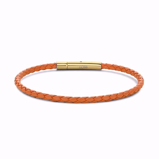 Billede af Armbånd orange flettet læder 3mm CO88 / 8CB-90911