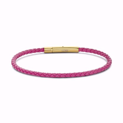 Billede af Armbånd pink flettet læder 3mm CO88 / 8CB-90915