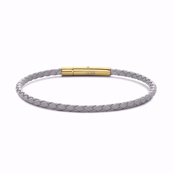 Billede af Armbånd grå flettet læder 3mm CO88 / 8CB-90918