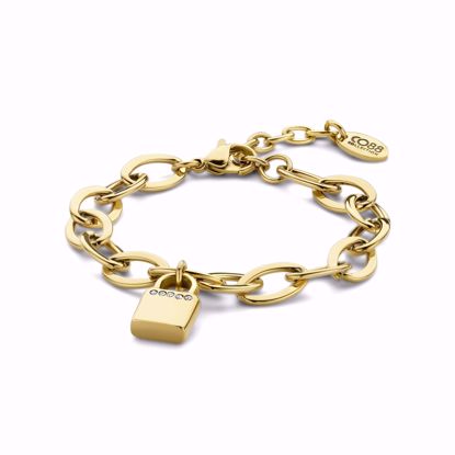 Billede af Link armbånd m. lås charm guldfarvet rustfrit stål CO88 / 8CB-90784