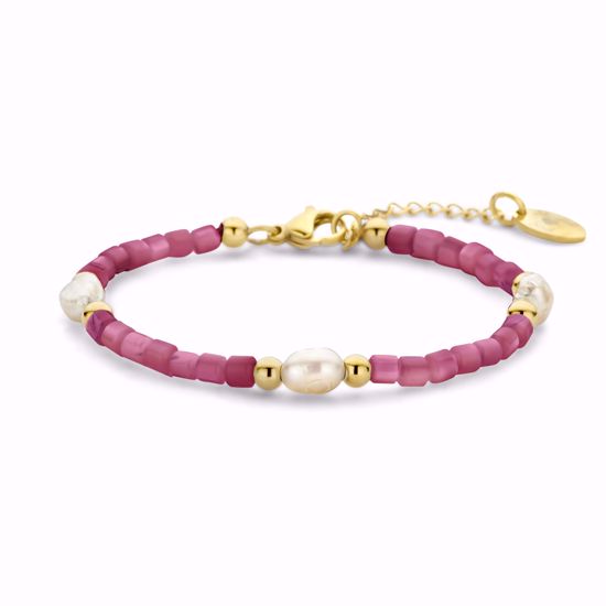 Billede af Armbånd pink sten & hvide perler CO88 / 8CB-91293