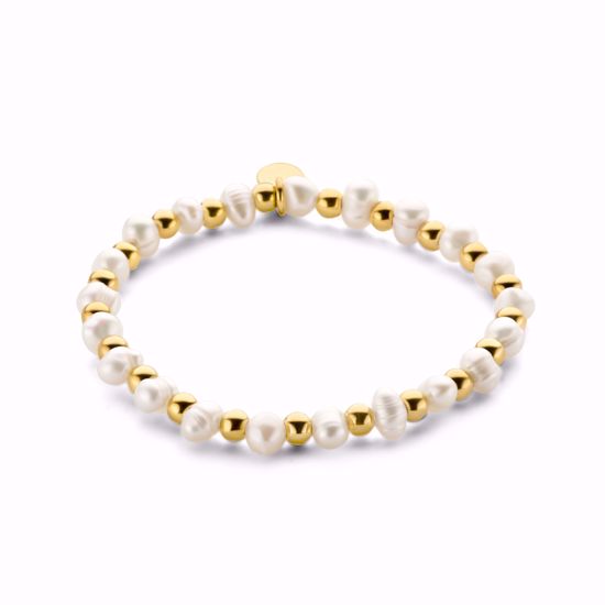 Billede af Perle & guld kugle armbånd stål CO88 / 8CB-90833